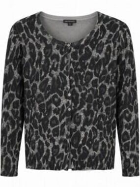 George Black Gray Leopard Print Cardigan M